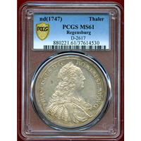 【SOLD】ドイツ レーゲンスブルク ND(1747年) ターラー 銀貨 都市景観 MS61