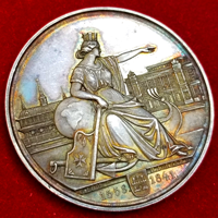 【SOLD】ドイツ ハンブルク 1841年 新証券取引所完成記念 銀メダル NGC MS63