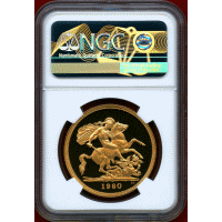 イギリス 1980年 5ポンド 金貨 エリザベス2世 NGC PF69UC