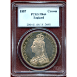イギリス 1887年 クラウン 銀貨 ヴィクトリア ジュビリーヘッド PCGS PR64