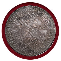 【SOLD】ドイツ ザクセン 1630年 ターラー銀貨 ヨハン・ゲオルク1世 PCGS AU55