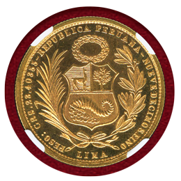 ペルー 1969年 50ソル 金貨 女神座像 NGC MS65PL