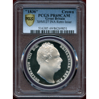 イギリス (1836) ファンタジー クラウン 銀貨 ウィリアム4世 PCGS PR69CAM