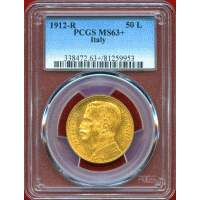【SOLD】イタリア 1912R 50リレ 金貨 豊穣の女神 PCGS MS63+