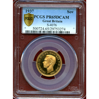 イギリス 1937年 ソブリン 金貨 ジョージ6世 PCGS PR65DCAM