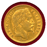 フランス 1866BB 20フラン 金貨 ナポレオン3世有冠