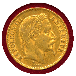フランス 1866BB 20フラン 金貨 ナポレオン3世有冠