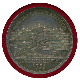 【SOLD】ドイツ レーゲンスブルク 1756ICB ターラー 銀貨 都市景観 NGC MS61