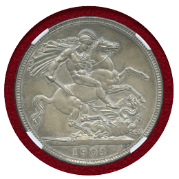 イギリス 1902年 エドワード7世 クラウン銀貨 NGC PF64 MATTE