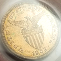 米領フィリピン 1903年 20センタボ 銀貨 女神立像 PCGS PR63