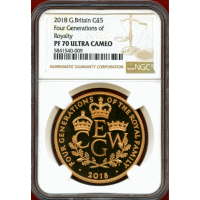 【SOLD】イギリス 2018年 5ポンド 金貨 王室四世代 NGC PF70UC