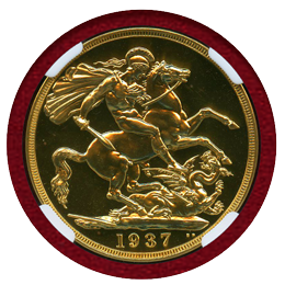 イギリス 1937年 2ポンド 金貨 ジョージ6世 NGC PF65 CAMEO