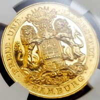 【SOLD】ハンブルク 1888年 1/2ポルトガレッサー 金メダル 市庁舎拡張記念 MS63PL