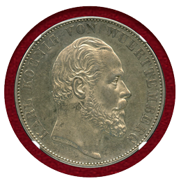 ドイツ ヴュルテンベルク 1869年 2ターラー 銀貨 ウルム大聖堂修復記念 NGC AU58