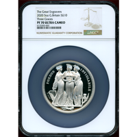 イギリス 2020年 10ポンド(5oz) 銀貨 スリーグレイセス NGC PF70UC