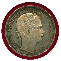 オーストリア 1857A 2ターラー 銀貨 ウィーン・トリエステ鉄道開通記念 NGC MS62