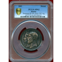 ドイツ バーデン 1883年 銀メダル 競馬場25周年 都市景観 PCGS SP62