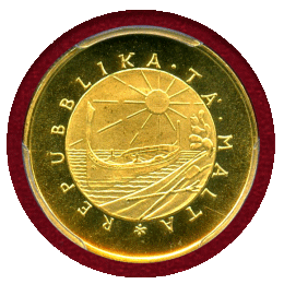マルタ 1975年 20ポンド 金貨 国章 カニ PCGS MS66