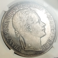 オーストリア 1857A 2ターラー 銀貨 ウィーン・トリエステ鉄道開通記念 NGC MS62