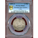 【SOLD】独領ニューギニア 1894A 2マルク 銀貨 極楽鳥 PCGS MS64