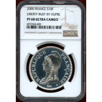 【SOLD】フランス 2000年 10フラン 銀貨 女神胸像 NGC PF68UC