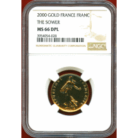 【SOLD】フランス 2000年 フラン 金貨 種まく女性 NGC MS66DPL