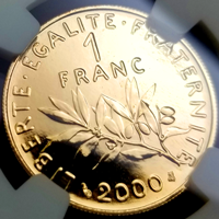 【SOLD】フランス 2000年 フラン 金貨 種まく女性 NGC MS66DPL
