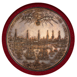 【SOLD】ドイツ ハンブルク 1667年 ポルトガレッサー 銀メダル 都市景観 PCGS MS61
