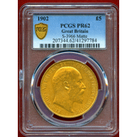 イギリス 1902年 5ポンド 金貨 エドワード7世 PCGS PR62Matte