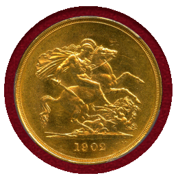 イギリス 1902年 5ポンド 金貨 エドワード7世 PCGS MS62