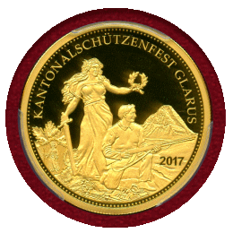 スイス 現代射撃祭 2017年 500フラン 金貨 グラールス PCGS PR68DCAM