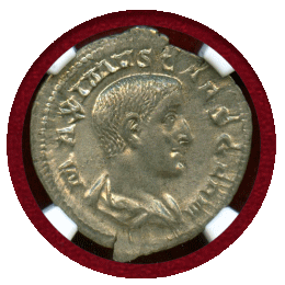 ローマ帝国 235/6-238年 デナリウス 銀貨 マクシムス NGC MS