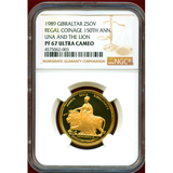 【SOLD】英領ジブラルタル 1989年 2ポンド 金貨 ウナとライオン NGC PF67UC