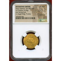 ビザンチン 582-602 ソリダス 金貨 マウリキウス・ティベリウス NGC Ch AU
