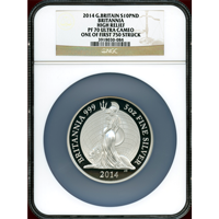イギリス 2014年 10ポンド(5オンス) 銀貨 ブリタニア NGC PF70UC
