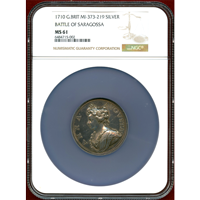 イギリス 1710年 銀メダル アン女王 サラゴサの戦い NGC MS61