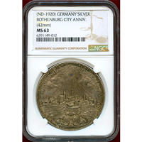 【SOLD】ドイツ ローテンブルク 1920年 銀メダル 都市景観 NGC MS63