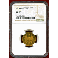 【SOLD】オーストリア 1930年 25シリング 金貨 紋章 NGC PL63