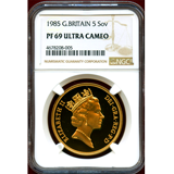 【SOLD】イギリス 1985年 5ポンド 金貨 ミドルエリザベス NGC PF69UC