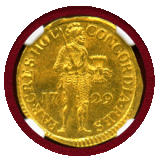 オランダ ホラント 1729年 ダカット 金貨 騎士 NGC MS61+
