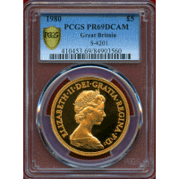 【SOLD】イギリス 1980年 5ポンド 金貨 エリザベス2世 PCGS PR69DCAM