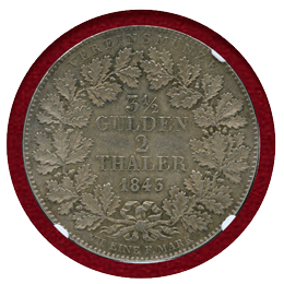 ドイツ 1843年 2ターラー 銀貨 フランクフルト都市景観 NGC MS61