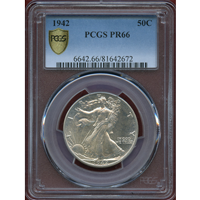 アメリカ 1942年 50セント 銀貨 ウォーキングリバティ PCGS PR66