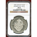 【SOLD】ドイツ バンベルク 1800年 ターラー 銀貨 都市景観 NGC MS62