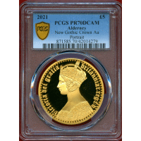 オルダニー 2021年 £5 金貨2枚セット ニューゴシッククラウン PCGS PR70DCAM