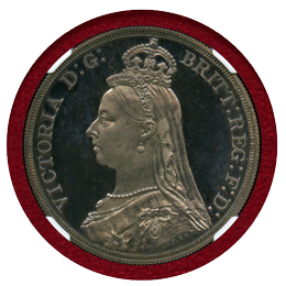 イギリス 1887年 クラウン 銀貨 ヴィクトリア ジュビリーヘッド NGC PF64UC