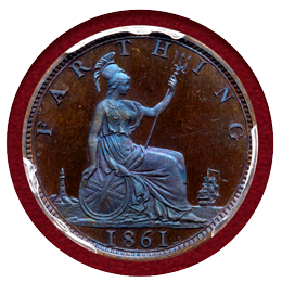 【SOLD】イギリス 1861 1/4ペニー 銅貨 ヴィクトリア バンヘッド PCGS PR65BR