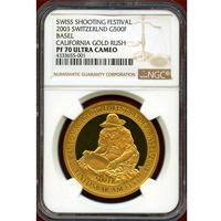 スイス 現代射撃祭 2003年 500フラン 金貨 バーゼル NGC PF70UC