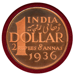 【SOLD】インド (1936) $1銅貨 ファンタジー ピエフォー エドワード8世 PR68CAM