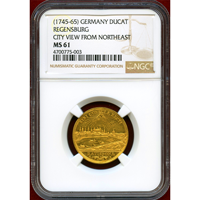 ドイツ レーゲンスブルク ND(1745-65) 1ダカット 金貨 都市景観 NGC MS61